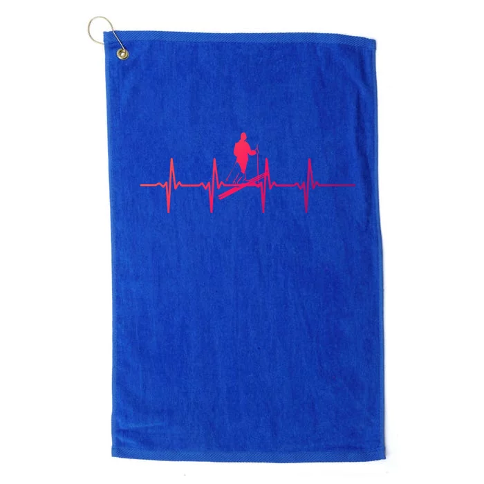 Ski Skiing Heartbeat Skier Cool Gift Platinum Collection Golf Towel