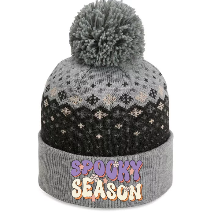 Spooky Season Halloween Groovy Retro The Baniff Cuffed Pom Beanie