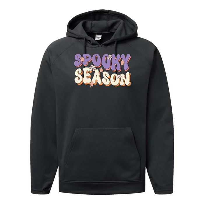 Spooky Season Halloween Groovy Retro Performance Fleece Hoodie