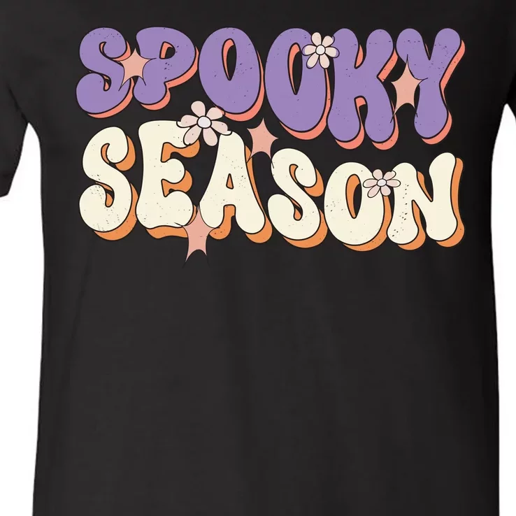 Spooky Season Halloween Groovy Retro V-Neck T-Shirt