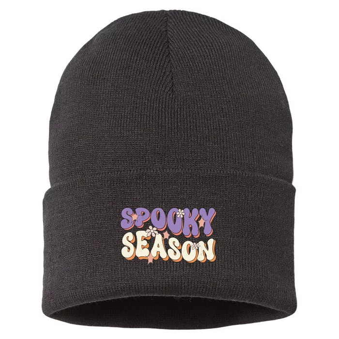 Spooky Season Halloween Groovy Retro Sustainable Knit Beanie