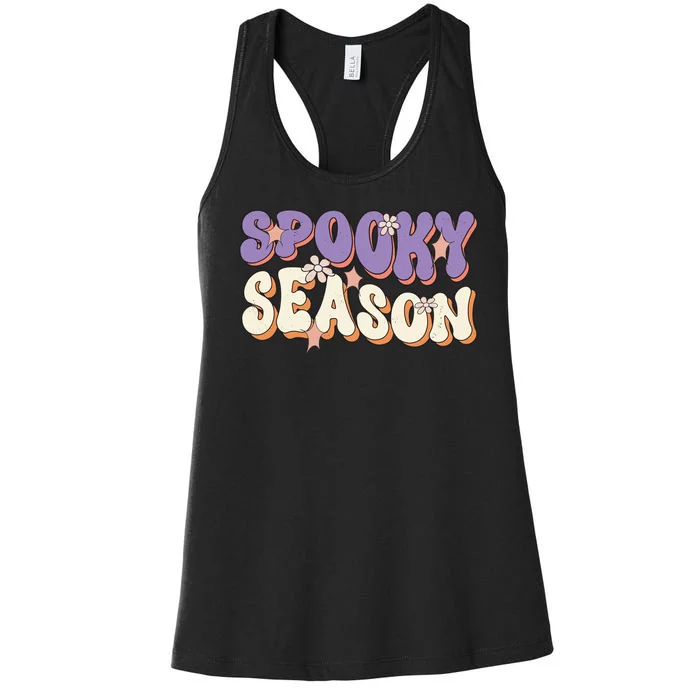 Spooky Season Halloween Groovy Retro Women's Racerback Tank