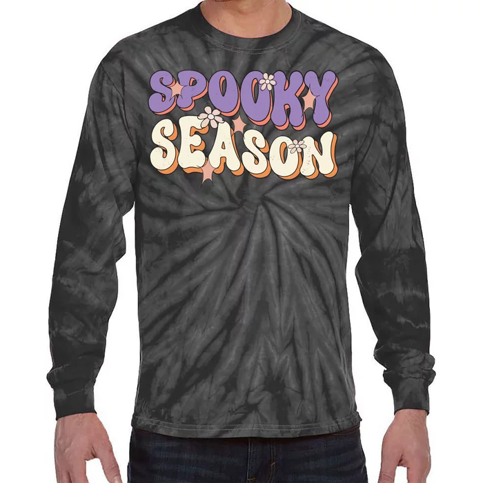 Spooky Season Halloween Groovy Retro Tie-Dye Long Sleeve Shirt