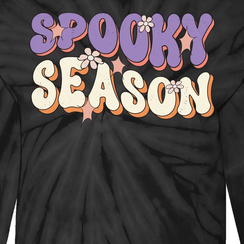 Spooky Season Halloween Groovy Retro Tie-Dye Long Sleeve Shirt