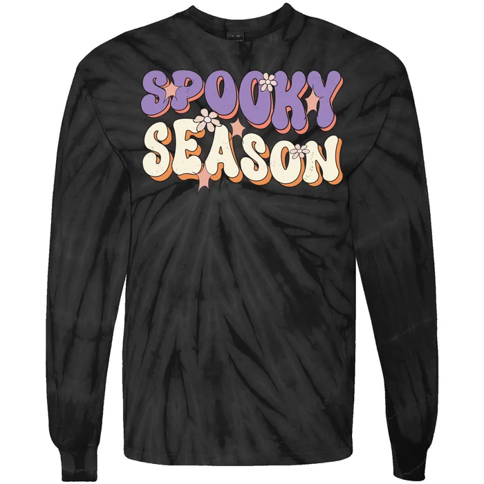 Spooky Season Halloween Groovy Retro Tie-Dye Long Sleeve Shirt