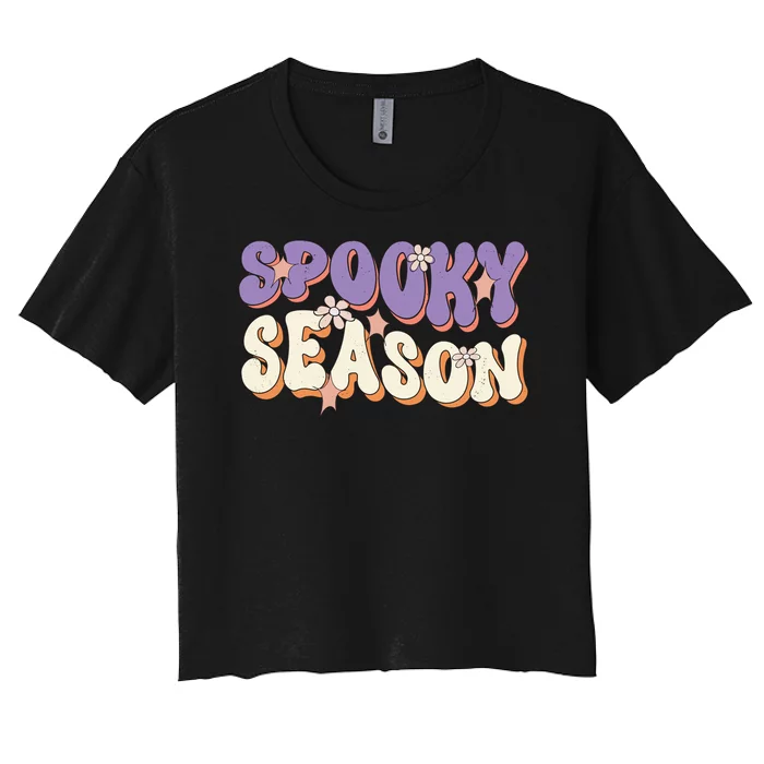 Spooky Season Halloween Groovy Retro Women's Crop Top Tee