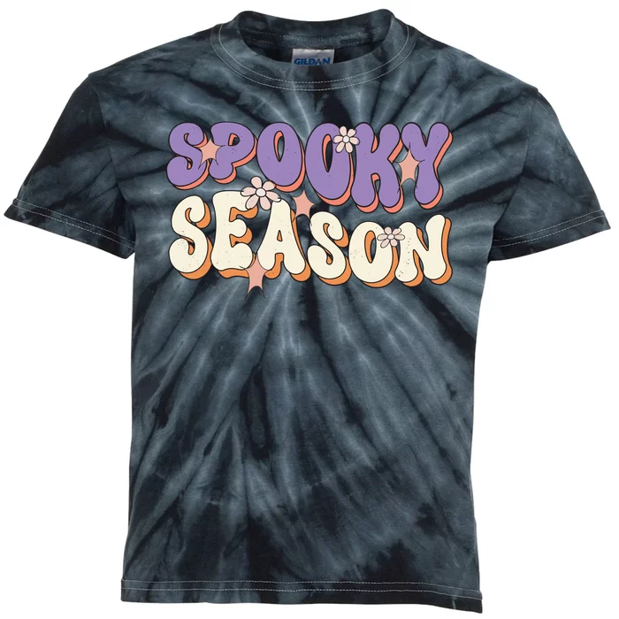 Spooky Season Halloween Groovy Retro Kids Tie-Dye T-Shirt