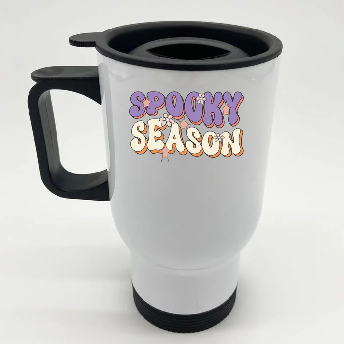 Spooky Season Halloween Groovy Retro Front & Back Stainless Steel Travel Mug