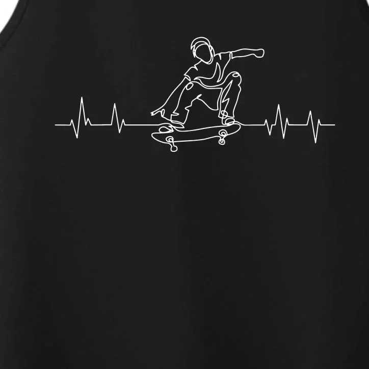 Skater Skateboarder Heartbeat Skateboard Skateboarding Gift Performance Tank