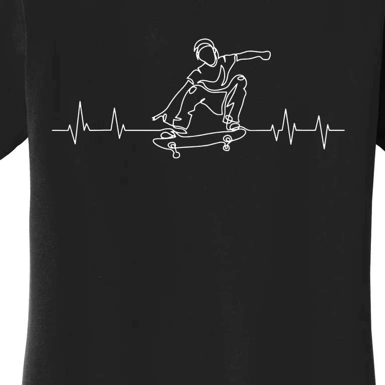 Skater Skateboarder Heartbeat Skateboard Skateboarding Gift Women's T-Shirt