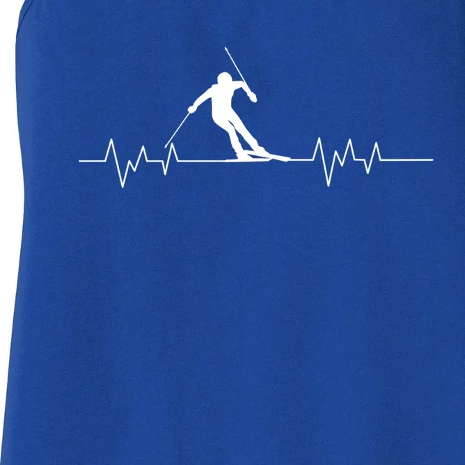 Skiing Ski Heartbeat For Skiers Gift Women's Racerback Tank