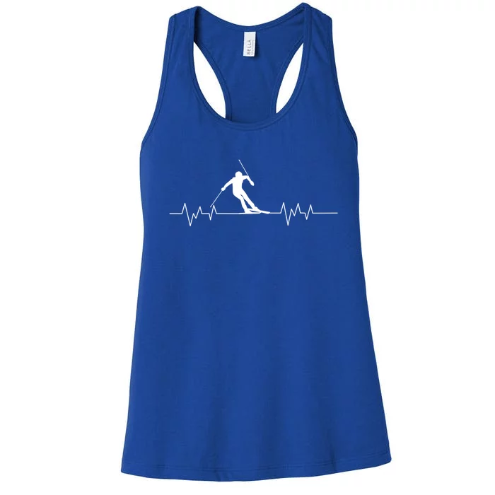 Skiing Ski Heartbeat For Skiers Gift Women's Racerback Tank