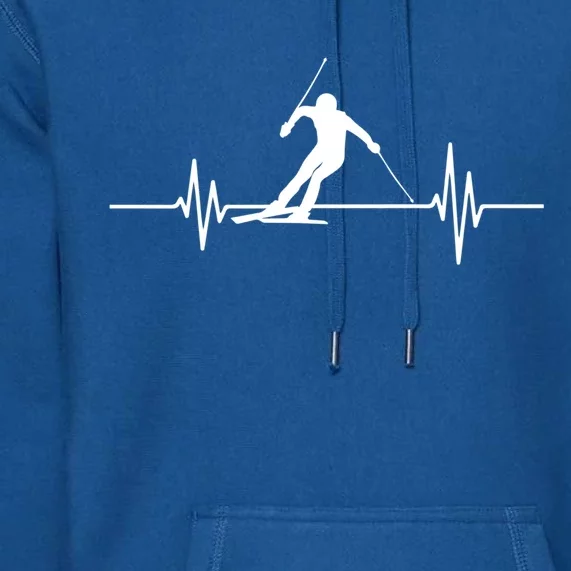 Skiing Ski Heartbeat For Skiers Winter Sports Fans Gift Premium Hoodie