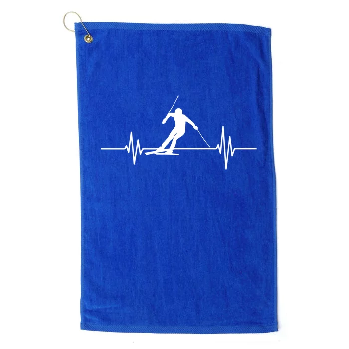 Skiing Ski Heartbeat For Skiers Winter Sports Fans Gift Platinum Collection Golf Towel