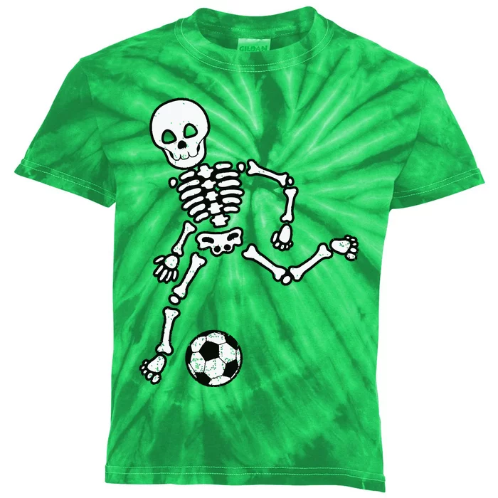 Skeleton Soccer Halloween Sport Player Costume Kids Tie-Dye T-Shirt