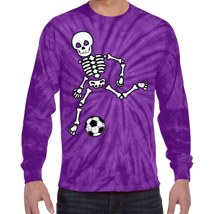 Skeleton Soccer Halloween Sport Player Costume Tie-Dye Long Sleeve Shirt