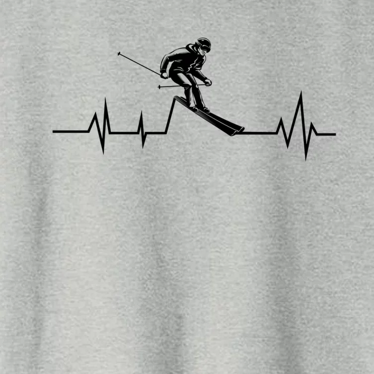 Skiing Ski Heartbeat Funny Skier Skiing Gift Women's Crop Top Tee