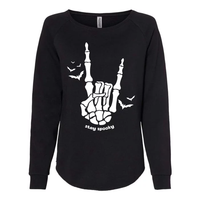 Stay Spooky Halloween Rock Skeleton Womens California Wash Sweatshirt