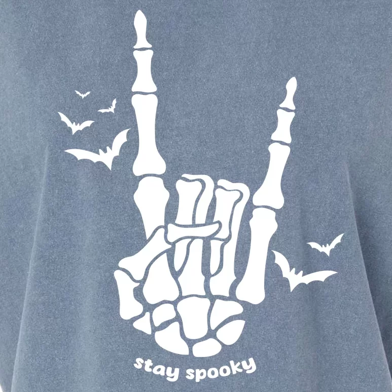 Stay Spooky Halloween Rock Skeleton Garment-Dyed Women's Muscle Tee