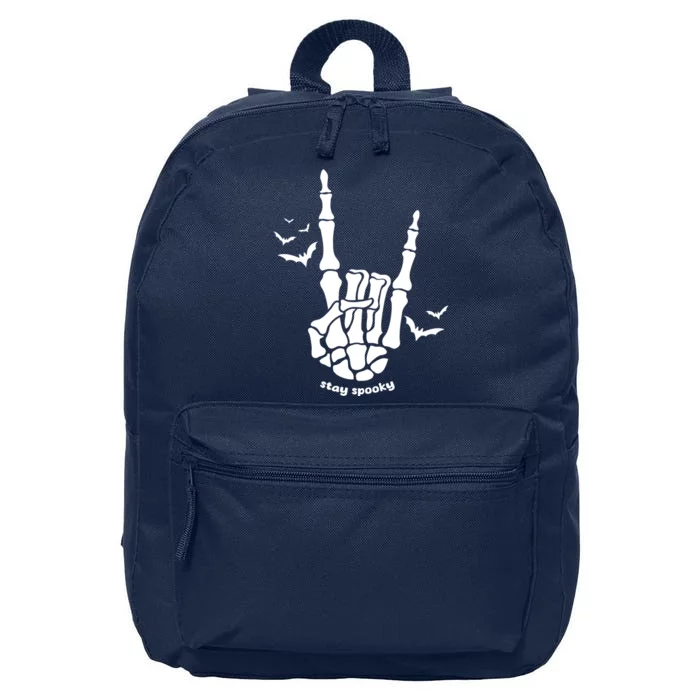 Stay Spooky Halloween Rock Skeleton 16 in Basic Backpack