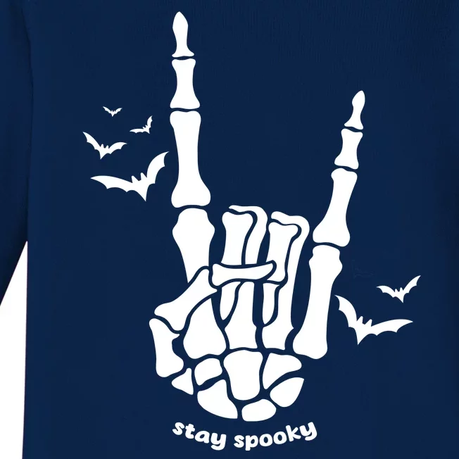 Stay Spooky Halloween Rock Skeleton Baby Long Sleeve Bodysuit