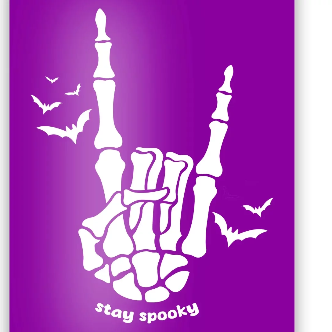 Stay Spooky Halloween Rock Skeleton Poster