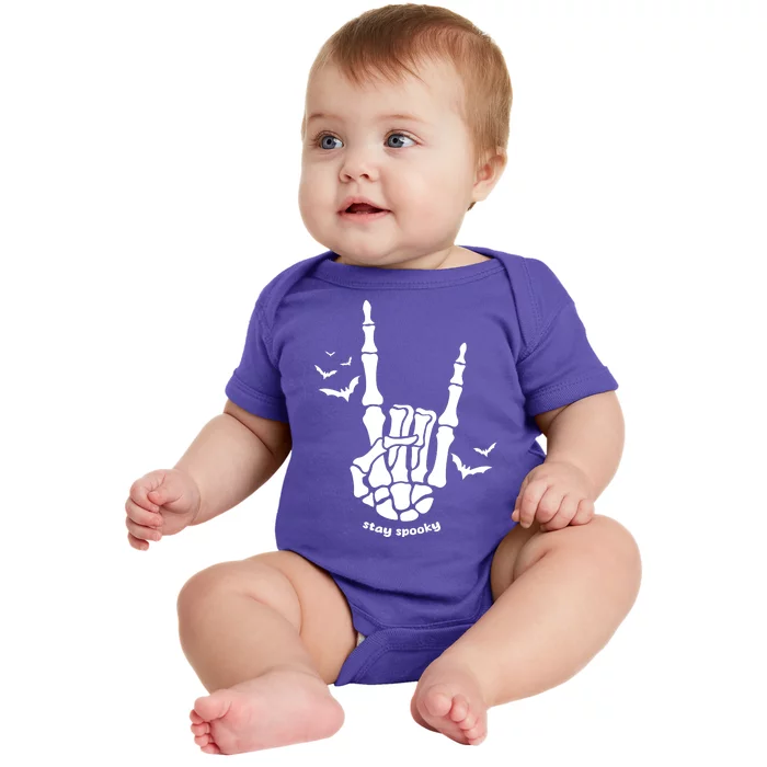 Stay Spooky Halloween Rock Skeleton Baby Bodysuit