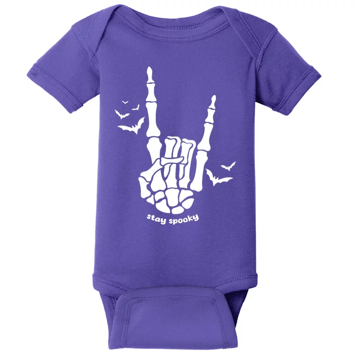 Stay Spooky Halloween Rock Skeleton Baby Bodysuit