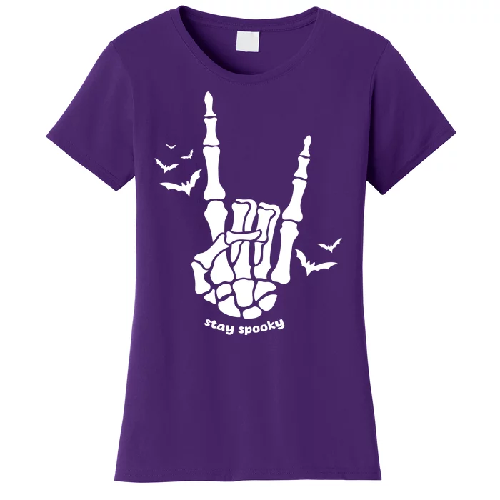 Stay Spooky Halloween Rock Skeleton Women's T-Shirt