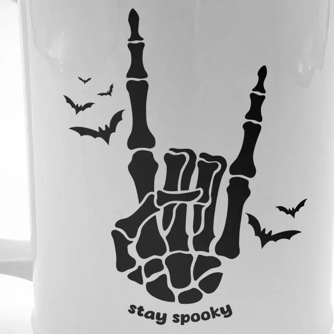 Stay Spooky Halloween Rock Skeleton Front & Back Beer Stein