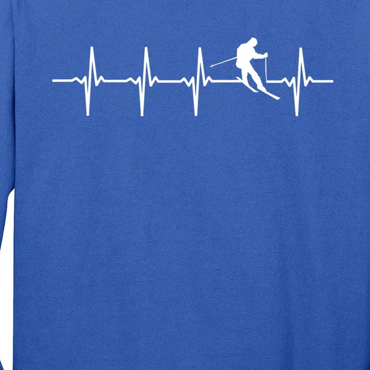 Skiing Ski Heartbeat Gift For Skiers Cute Gift Tall Long Sleeve T-Shirt