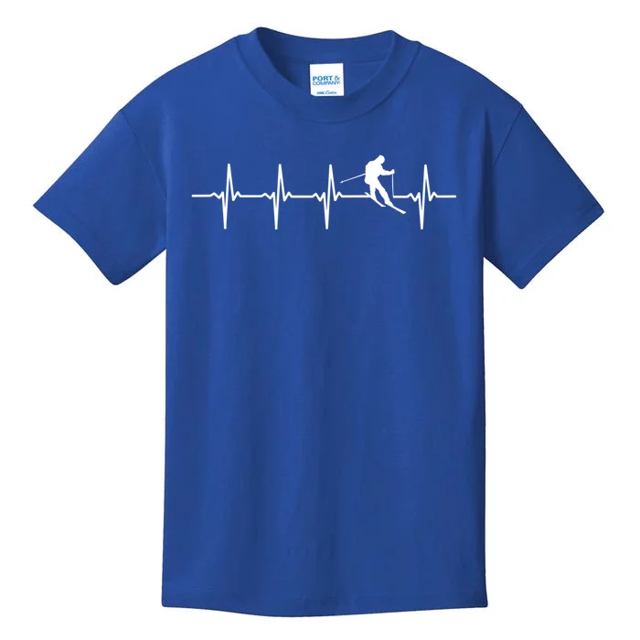 Skiing Ski Heartbeat Gift For Skiers Cute Gift Kids T-Shirt