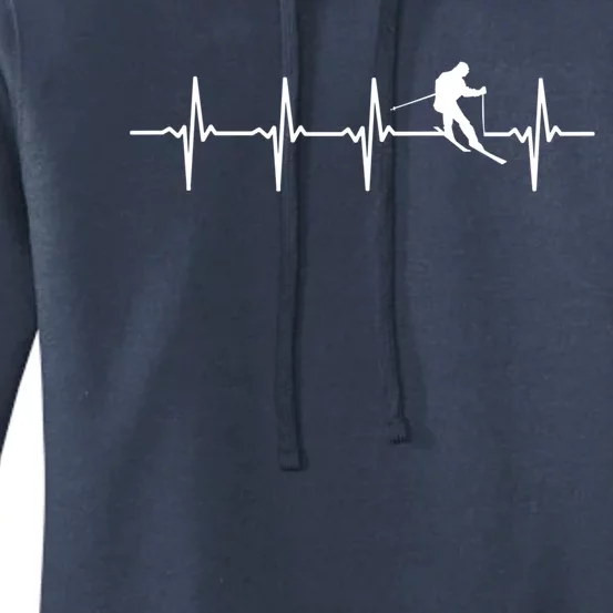 Skiing Ski Heartbeat Gift For Skiers Cute Gift Women's Pullover Hoodie