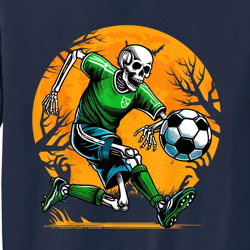 Soccer Skeleton Halloween Football Spooky Boy Soccer Player Tall Sweatshirt