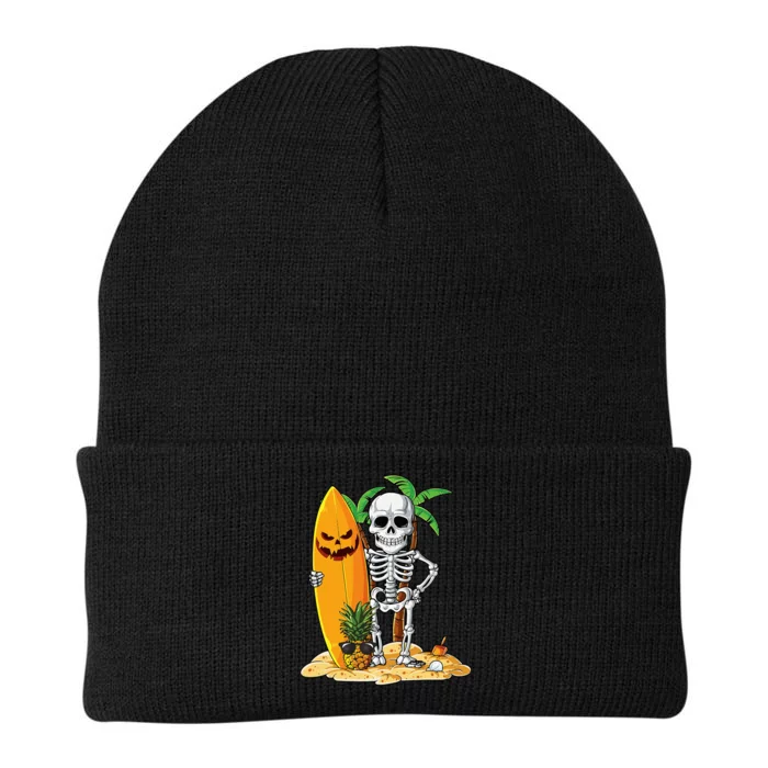 Skeleton Surfing Hawaii Halloween Funny Knit Cap Winter Beanie