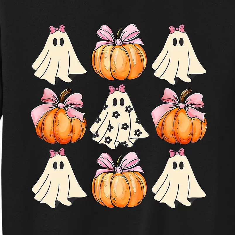 Spooky Season Halloween Ghost Pumpkin Ribbon Coquette Bow Sweatshirt