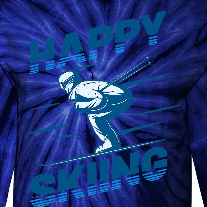 Snow Skiing Happy Skiing Winter Sports Alpine Downhill Ski Tie-Dye Long Sleeve Shirt