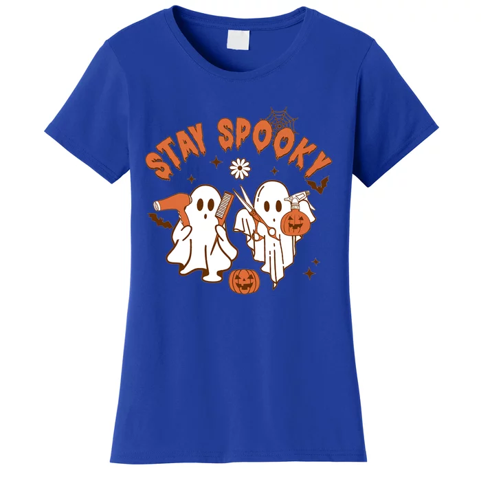 Stay Spooky Hairdresser Halloween Cute Ghosts Cosmetologist Gift Women's T-Shirt