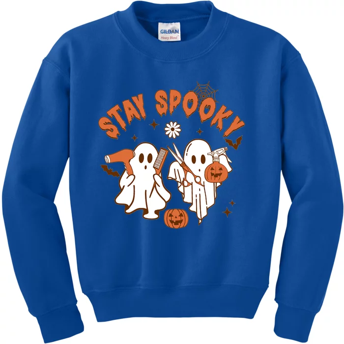 Stay Spooky Hairdresser Halloween Cute Ghosts Cosmetologist Gift Kids Sweatshirt