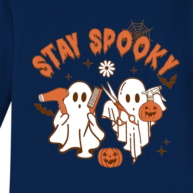 Stay Spooky Hairdresser Halloween Cute Ghosts Cosmetologist Gift Baby Long Sleeve Bodysuit