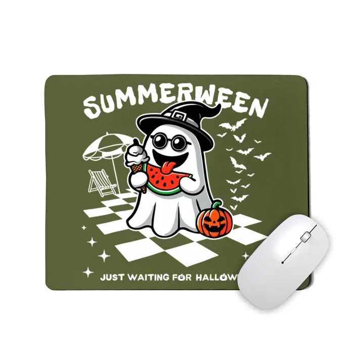 Summerween Spooky Halloween Summer Vibes Pumpkin Ghost Mousepad