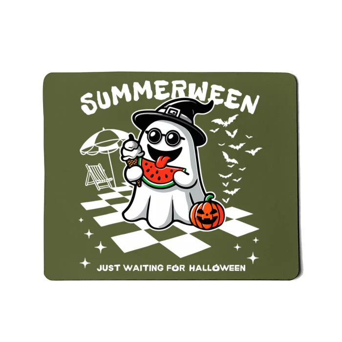 Summerween Spooky Halloween Summer Vibes Pumpkin Ghost Mousepad