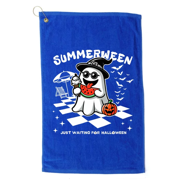 Summerween Spooky Halloween Summer Vibes Pumpkin Ghost Platinum Collection Golf Towel