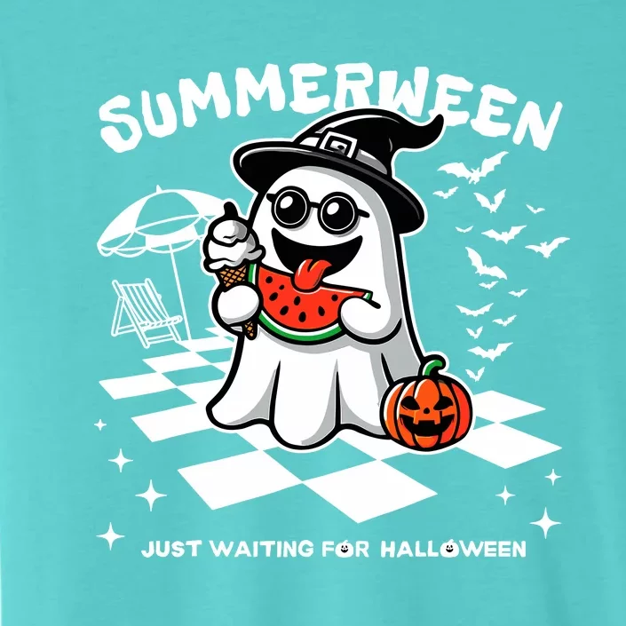 Summerween Spooky Halloween Summer Vibes Pumpkin Ghost ChromaSoft Performance T-Shirt