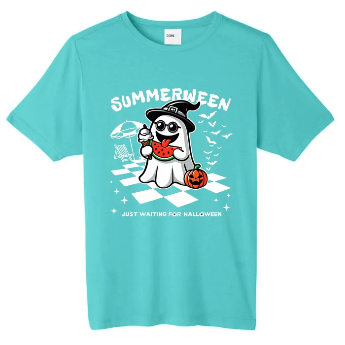 Summerween Spooky Halloween Summer Vibes Pumpkin Ghost ChromaSoft Performance T-Shirt