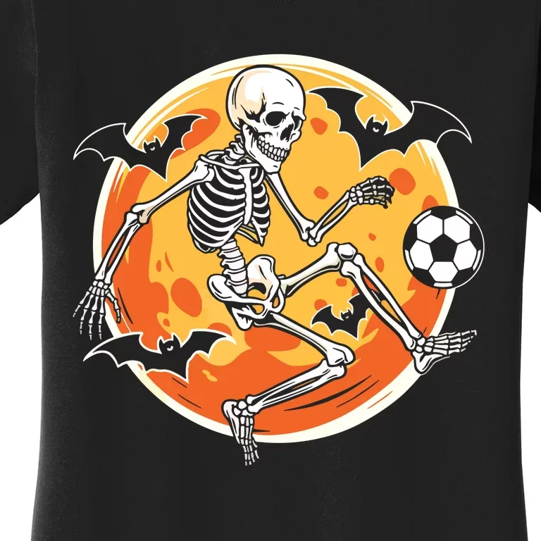 Soccer Skeleton Halloween Soccer Player Funny Women's T-Shirt