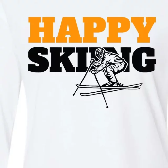 Snow Skiing Happy Skiing Winter Sports Alpine Downhill Ski Womens Cotton Relaxed Long Sleeve T-Shirt