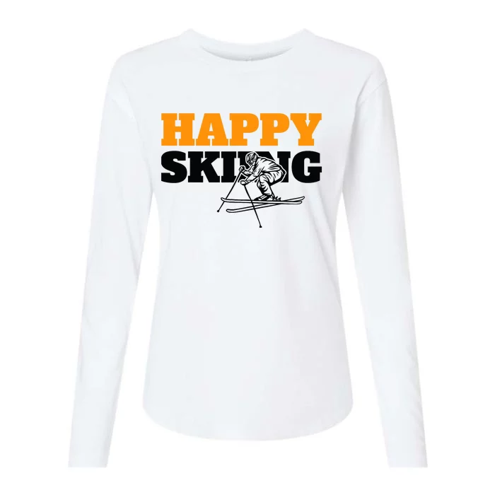 Snow Skiing Happy Skiing Winter Sports Alpine Downhill Ski Womens Cotton Relaxed Long Sleeve T-Shirt