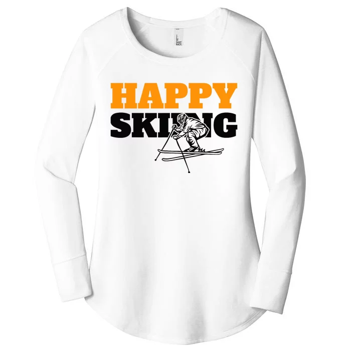 Snow Skiing Happy Skiing Winter Sports Alpine Downhill Ski Women's Perfect Tri Tunic Long Sleeve Shirt