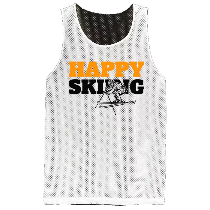 Snow Skiing Happy Skiing Winter Sports Alpine Downhill Ski Mesh Reversible Basketball Jersey Tank